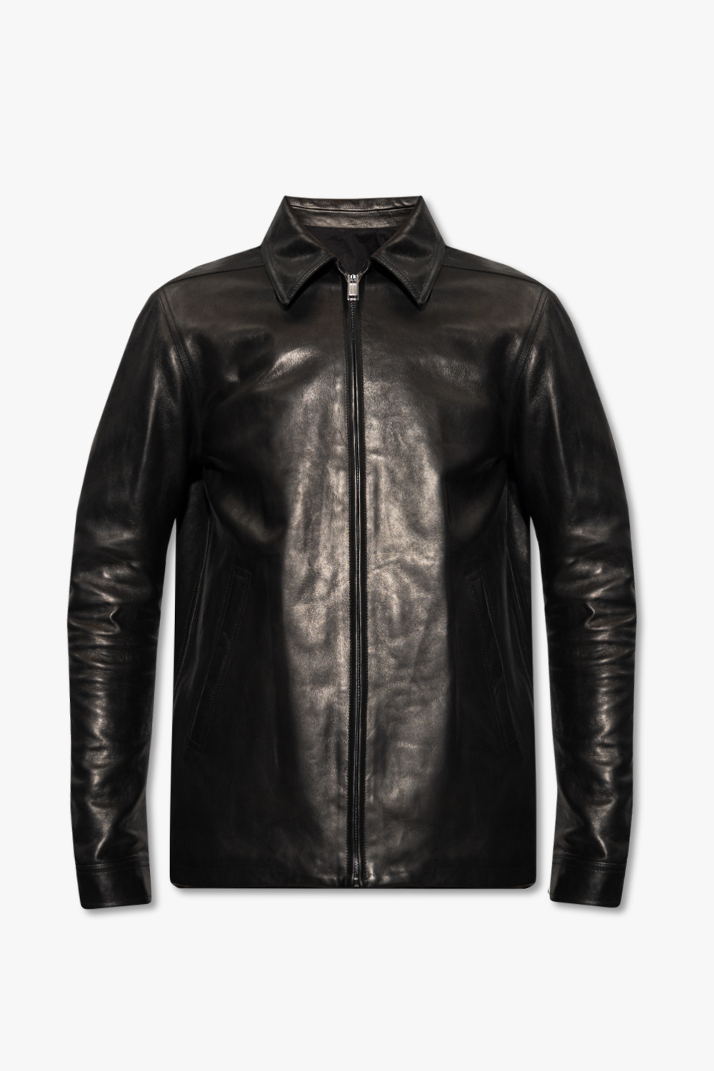 Man Slim Fit Turtle Neck Pullover - Black Leather jacket